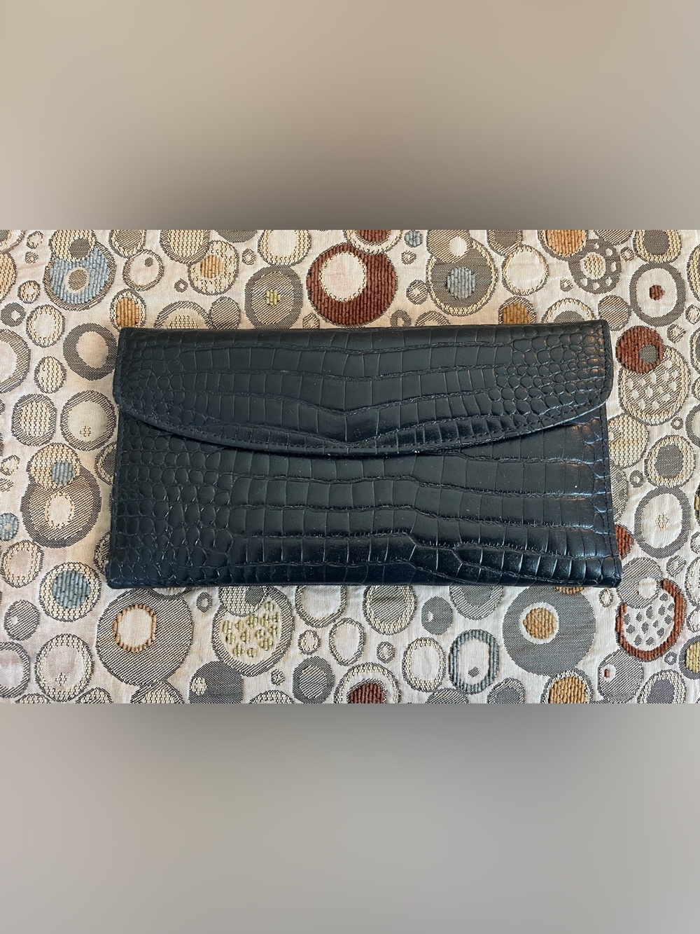 Vintage Lady Buxton Black Croc Embossed Leather Clutch Wallet